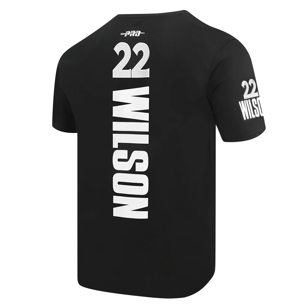 WNBA LAS VEGAS ACES A'JA WILSON #22 CLASSIC PLAYER NAME AND NUMBER MEN'S SINGLE JERSEY TEE (BLACK) - Image 6
