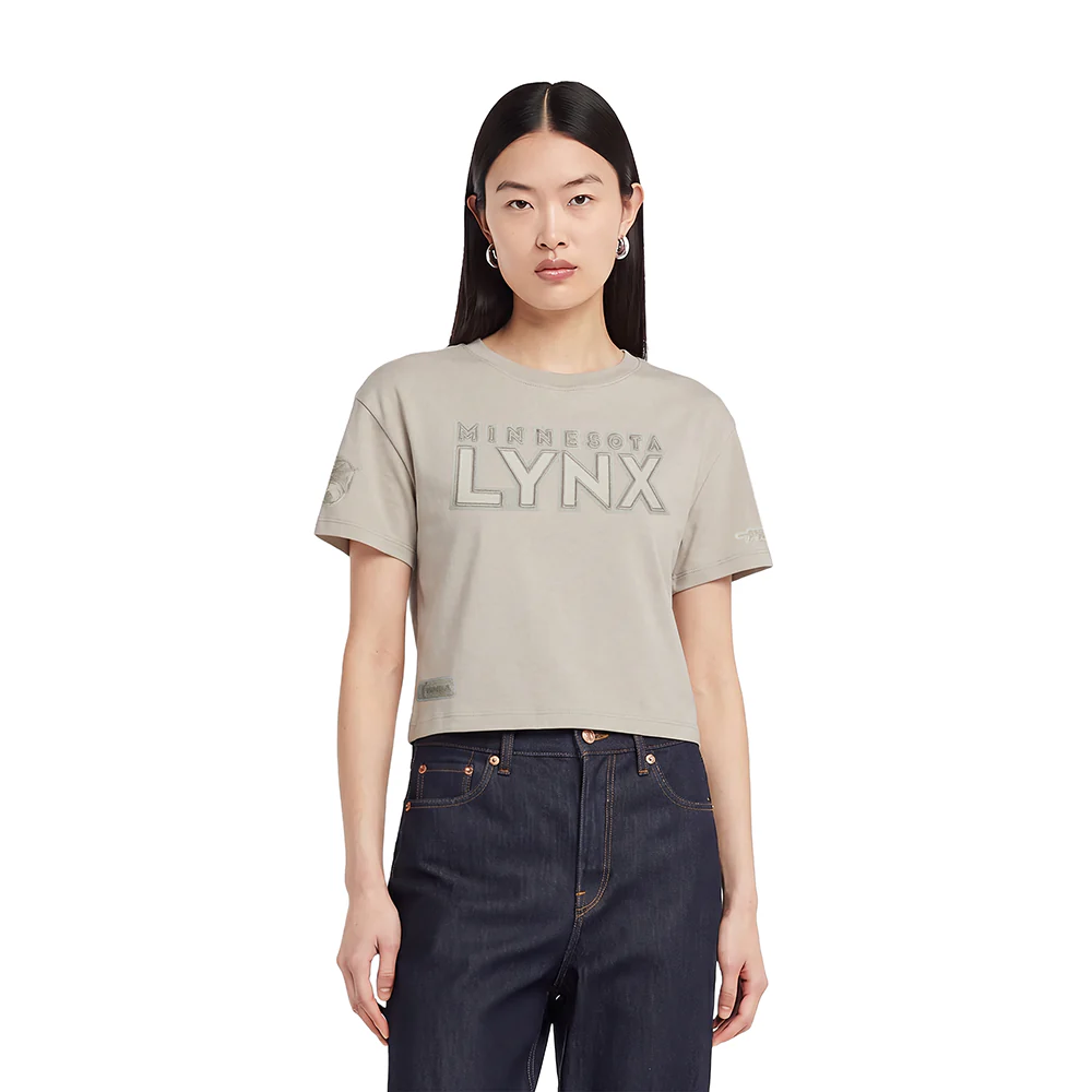 WNBA MINNESOTA LYNX NEUTRAL WOMEN'S SINGLE JERSEY BOXY TEE (TAUPE)