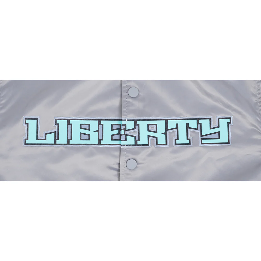 WNBA NEW YORK LIBERTY CLASSIC CHENILLE MEN'S SATIN JACKET (GRAY) - Image 7
