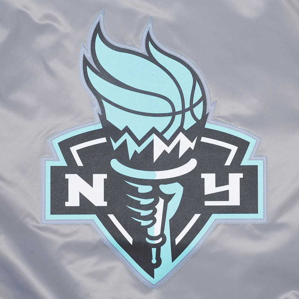 WNBA NEW YORK LIBERTY CLASSIC CHENILLE MEN'S SATIN JACKET (GRAY) - Image 8