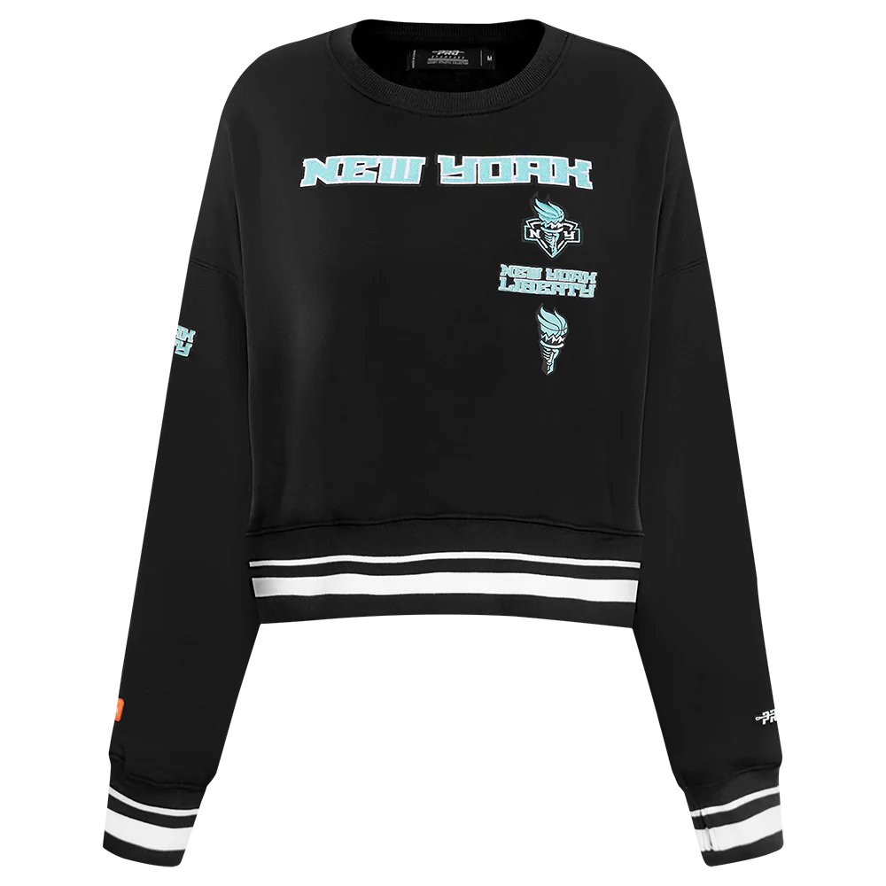 WNBA  NEW YORK LIBERTY RETRO CLASSICS WOMEN'S RIB FLEECE CREWNECK (BLACK)