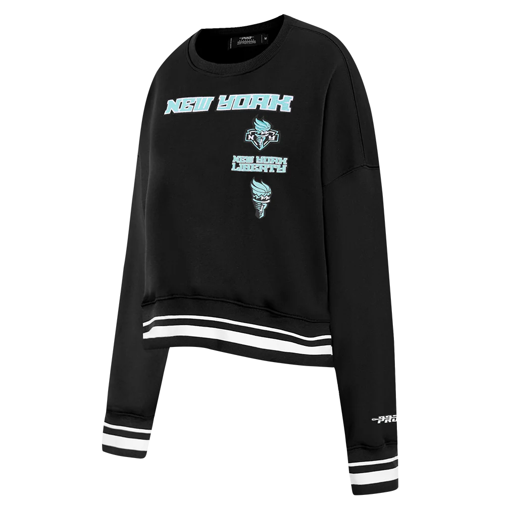WNBA  NEW YORK LIBERTY RETRO CLASSICS WOMEN'S RIB FLEECE CREWNECK (BLACK) - Image 2