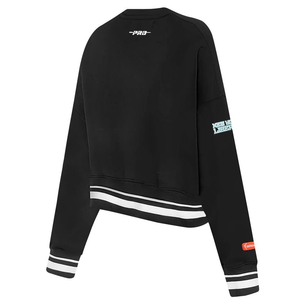WNBA  NEW YORK LIBERTY RETRO CLASSICS WOMEN'S RIB FLEECE CREWNECK (BLACK) - Image 4