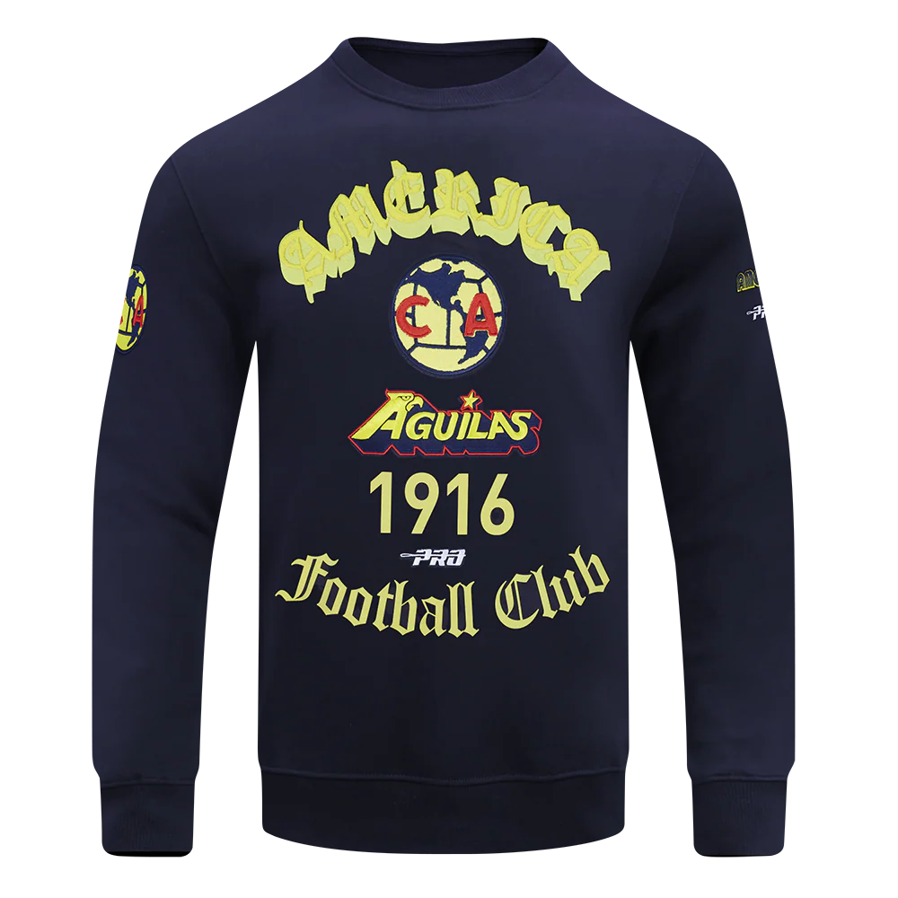 LIGA MX CLUB AMERICA OLD ENGLISH MEN'S FLC CREWNECK (MIDNIGHT NAVY)
