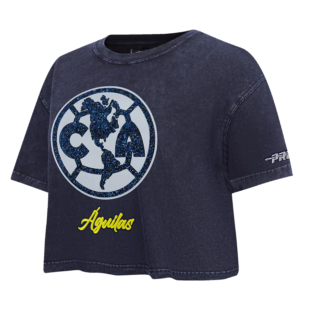LIGA MX CLUB AMERICA TEAM CRYSTALLINE WOMEN'S S/S BOXY TEE (WASHED MIDNIGHT NAVY) - Image 3