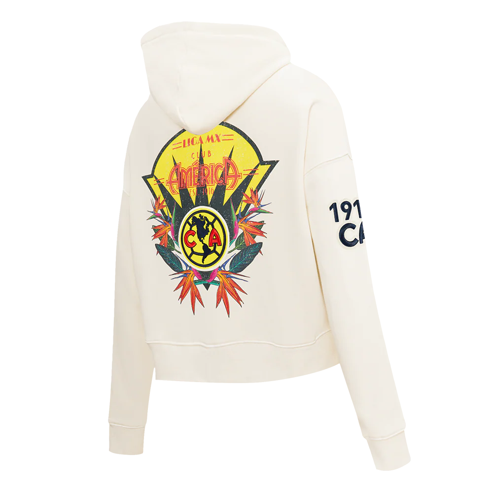 LIGA MX CLUB AMERICA PARADISE WOMEN'S CROPPED PULLOVER HOODIE (EGGSHELL) - Image 4